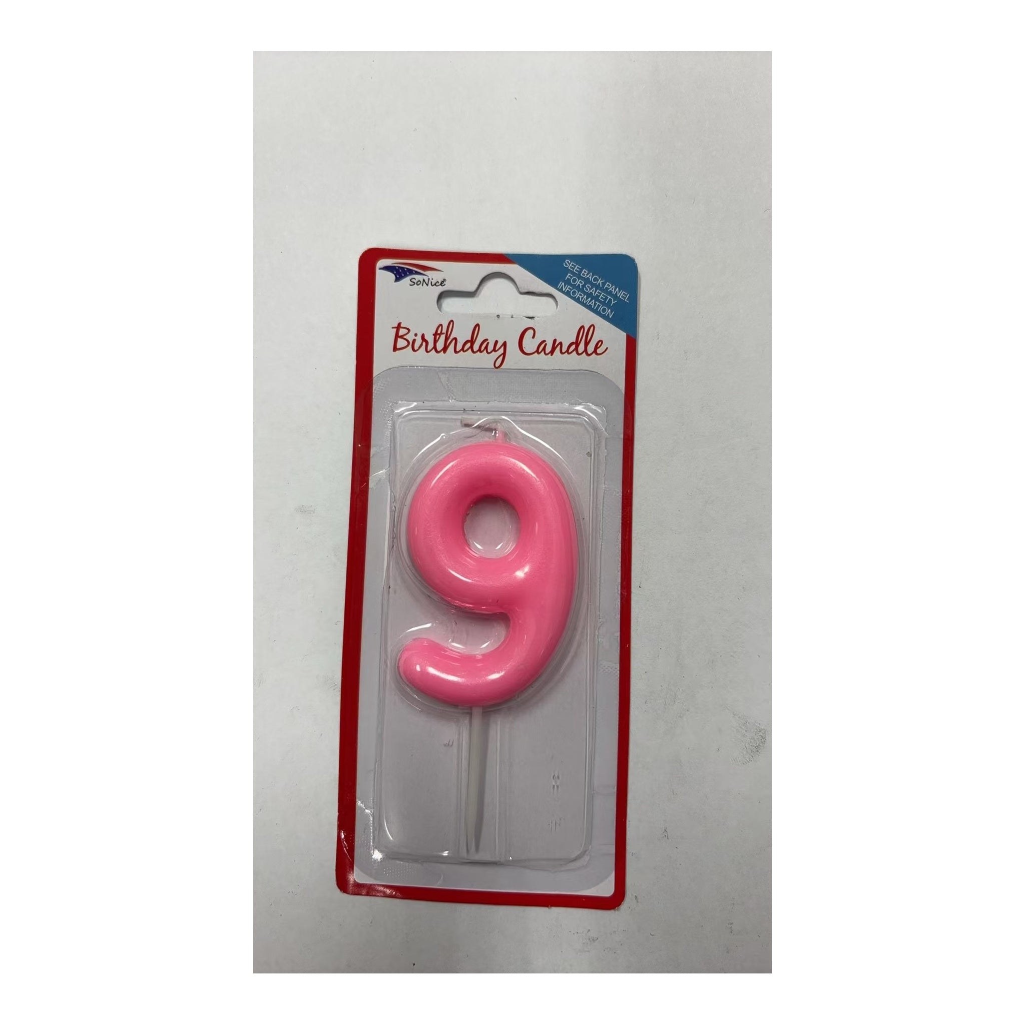 Birthday Number Candles 9 Pastel Pink